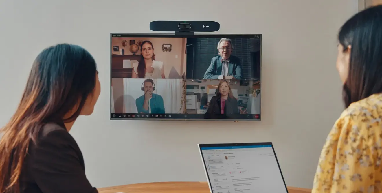 Hp Poly Studio R30 Usb Video Bar Black Small Room Bundle Zoom Tc10 Lifestyle 1 Sup M2805701