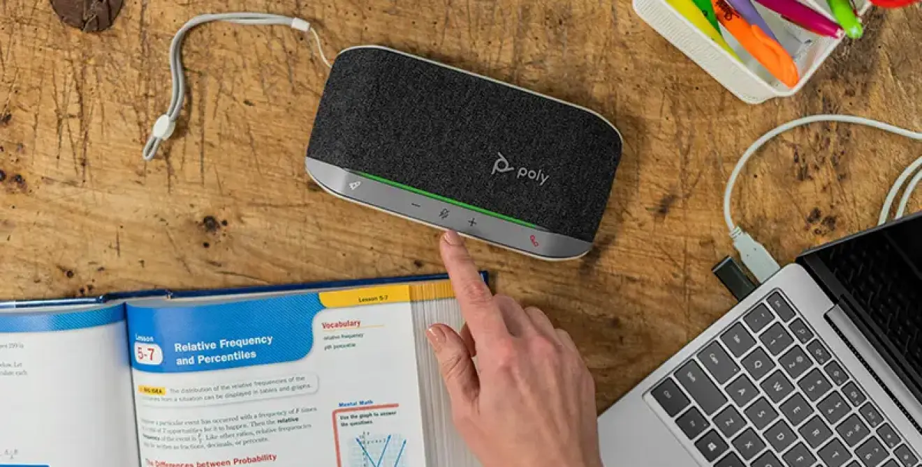 Poly Sync 20 Silver Travel Lanyard Lifestyle Sup M0236873