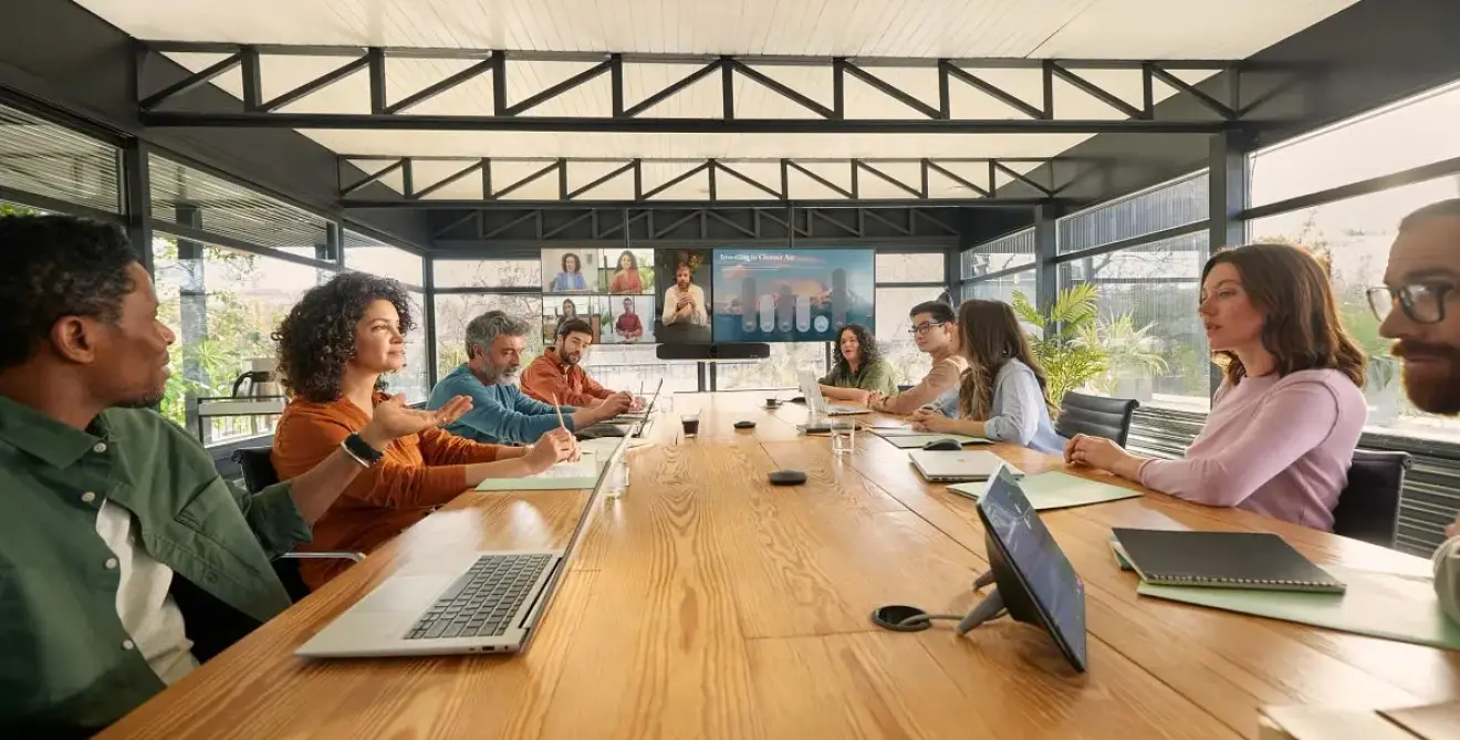 Poly Studio A2 Table Mics Lifestyle 14285 M2946444